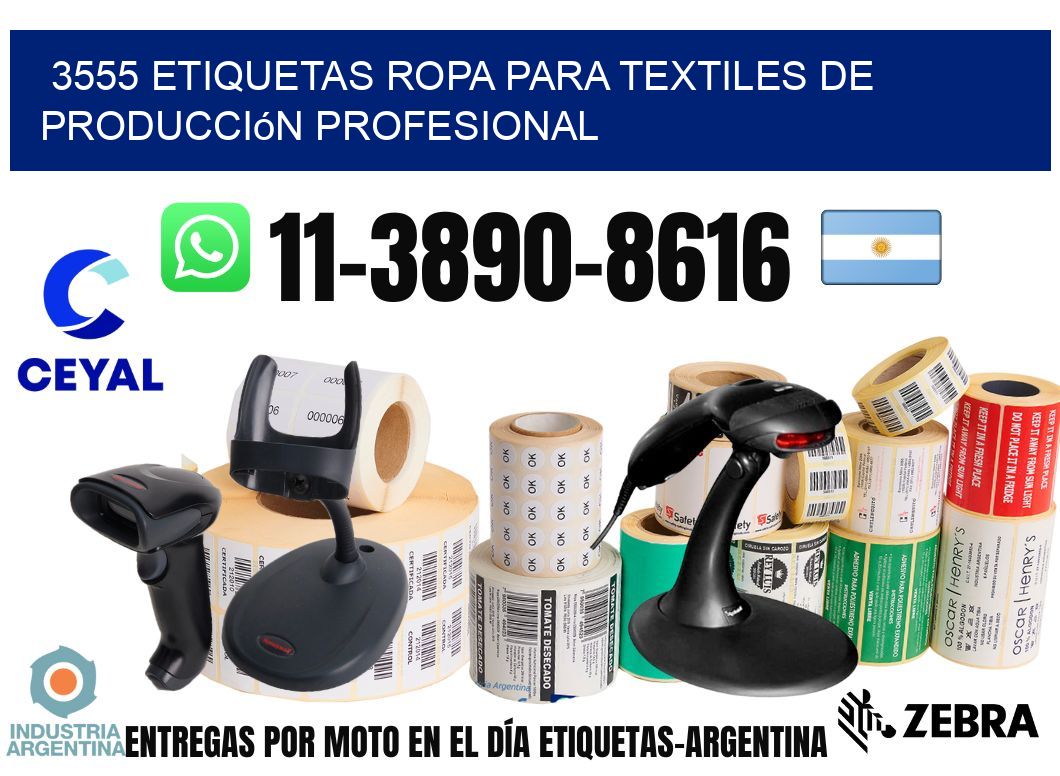 3555 Etiquetas ropa para textiles de producción profesional