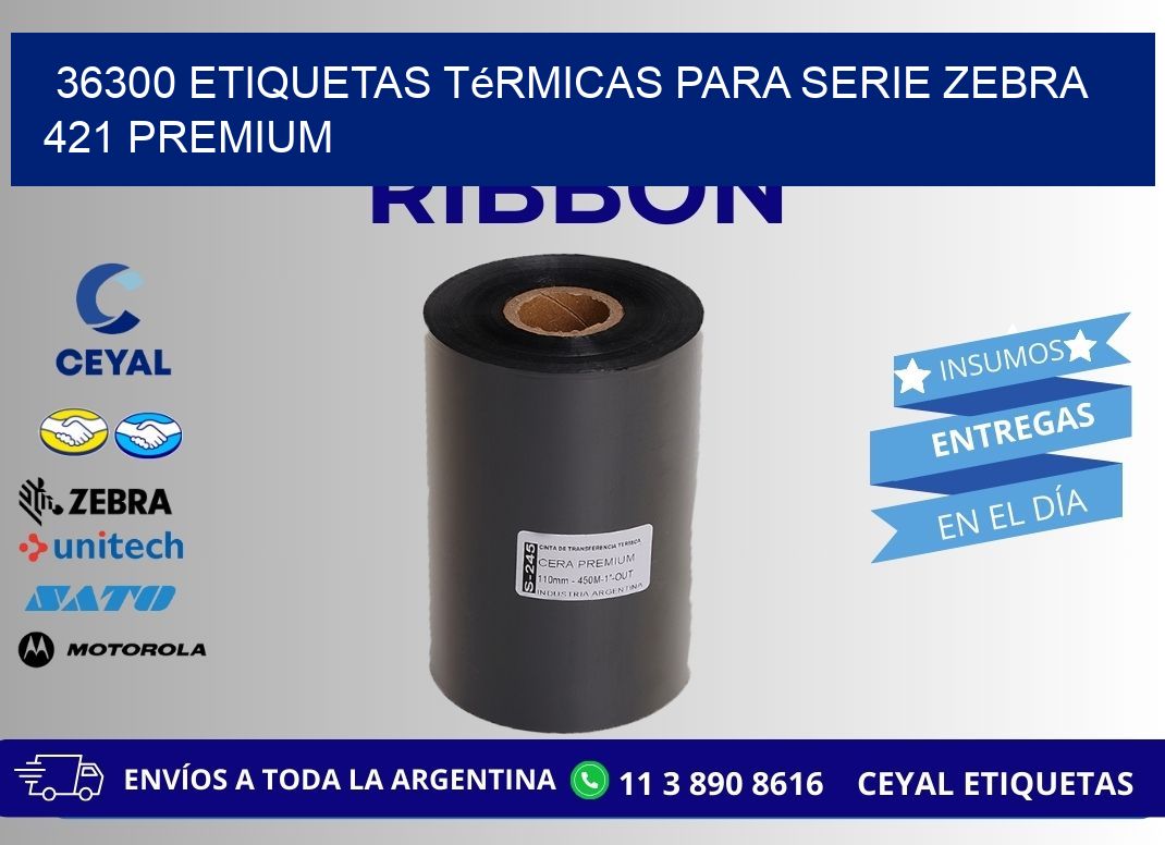 36300 etiquetas térmicas para serie zebra 421 premium