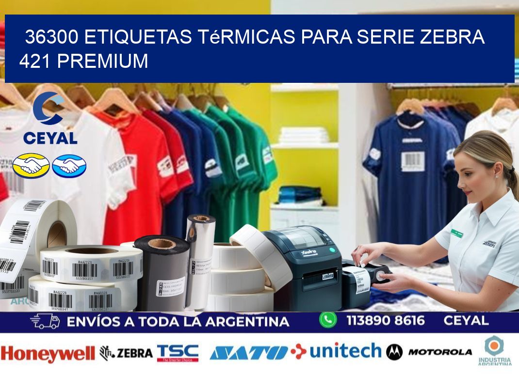 36300 etiquetas térmicas para serie zebra 421 premium