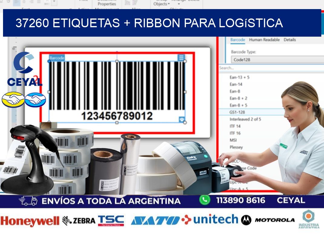 37260 etiquetas + ribbon para logística