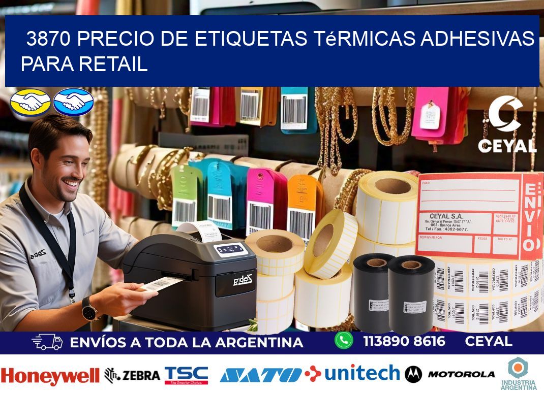 3870 precio de etiquetas térmicas adhesivas para retail