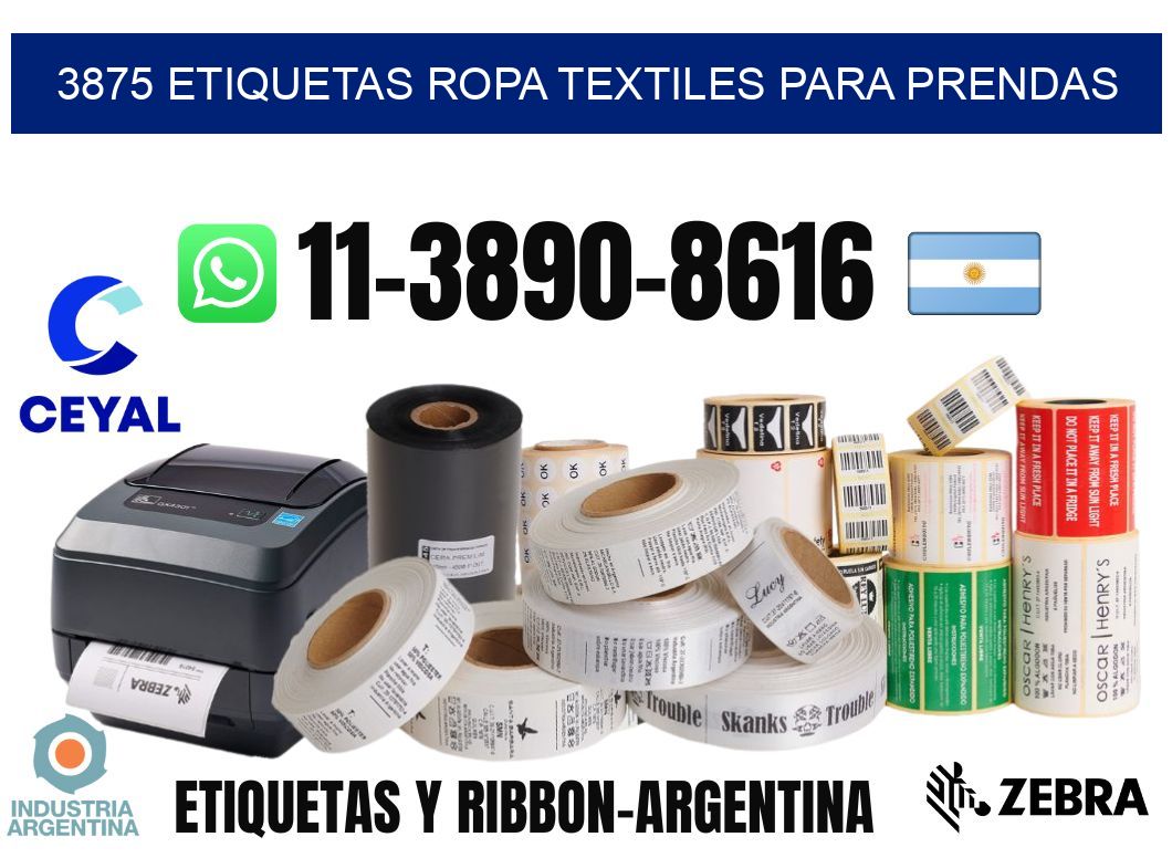 3875 Etiquetas ropa textiles para prendas