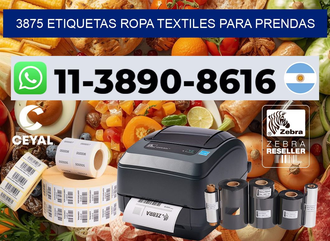 3875 Etiquetas ropa textiles para prendas
