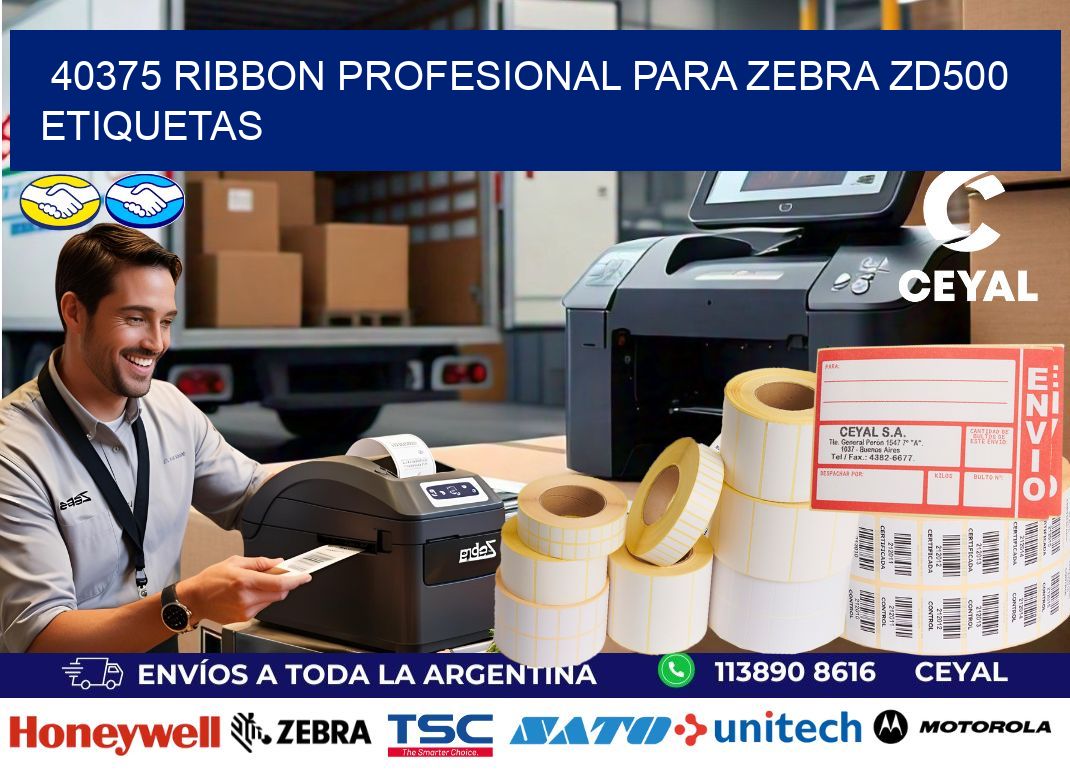 40375 ribbon profesional para zebra zd500 etiquetas