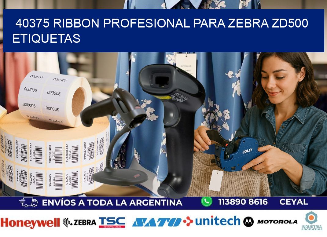 40375 ribbon profesional para zebra zd500 etiquetas