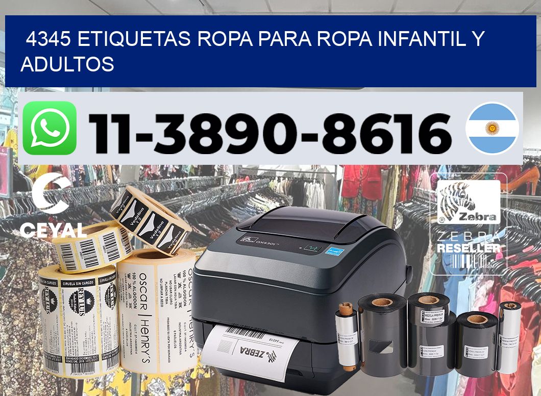 4345 Etiquetas ropa para ropa infantil y adultos