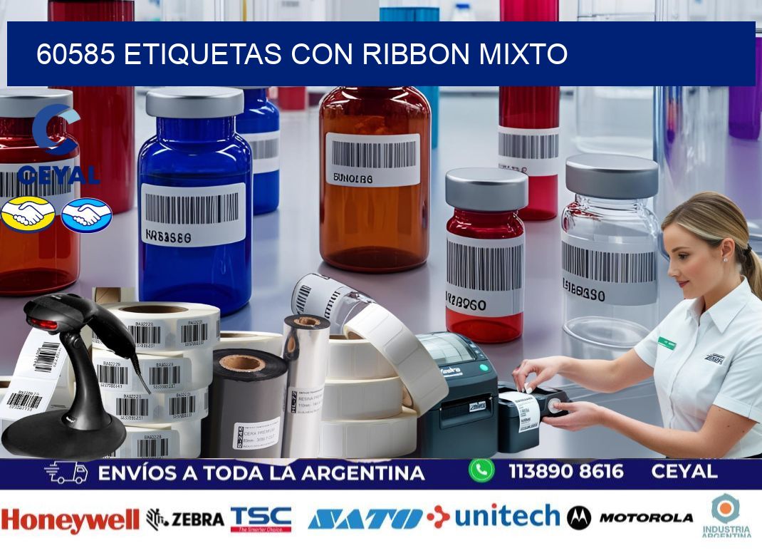 60585 etiquetas con ribbon mixto