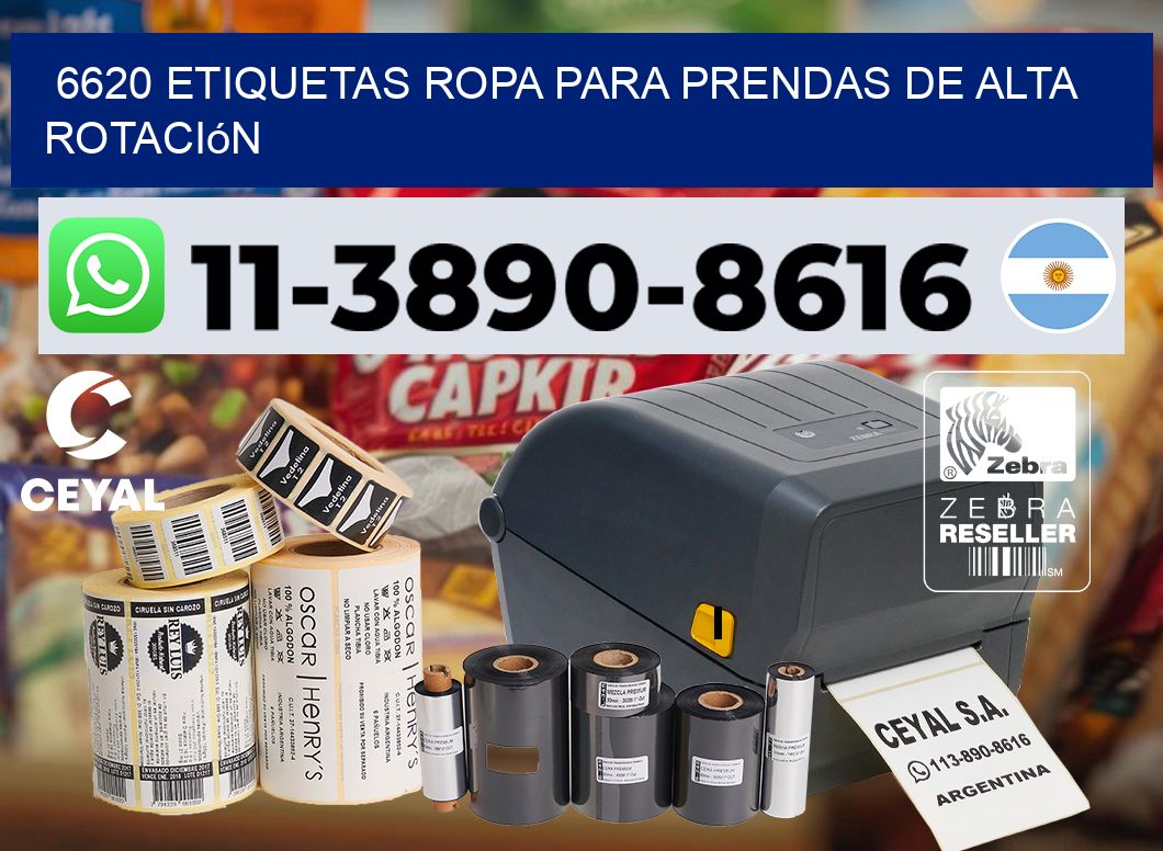 6620 Etiquetas ropa para prendas de alta rotación