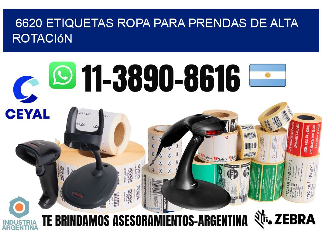 6620 Etiquetas ropa para prendas de alta rotación