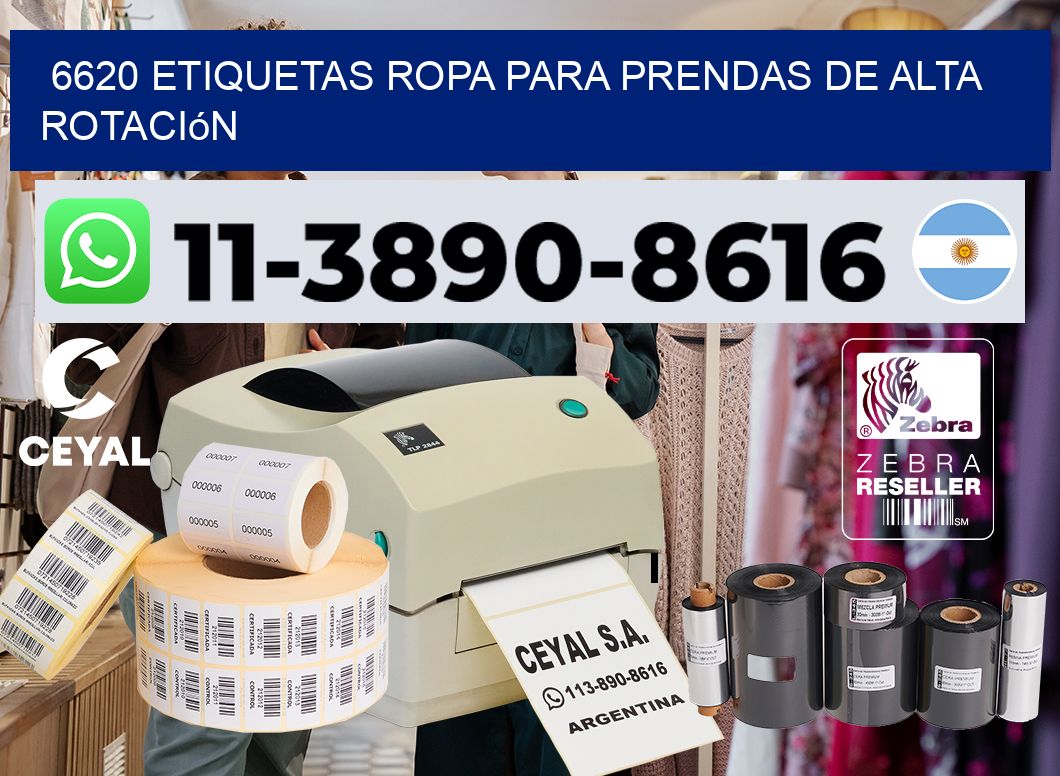 6620 Etiquetas ropa para prendas de alta rotación