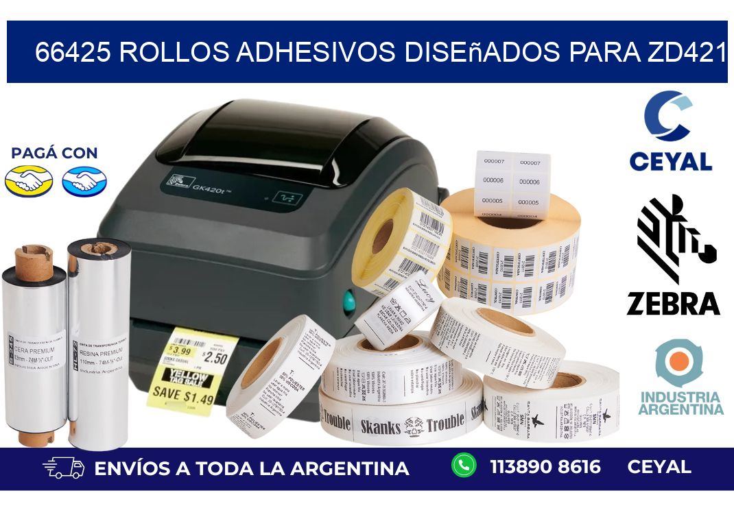 66425 rollos adhesivos diseñados para zd421