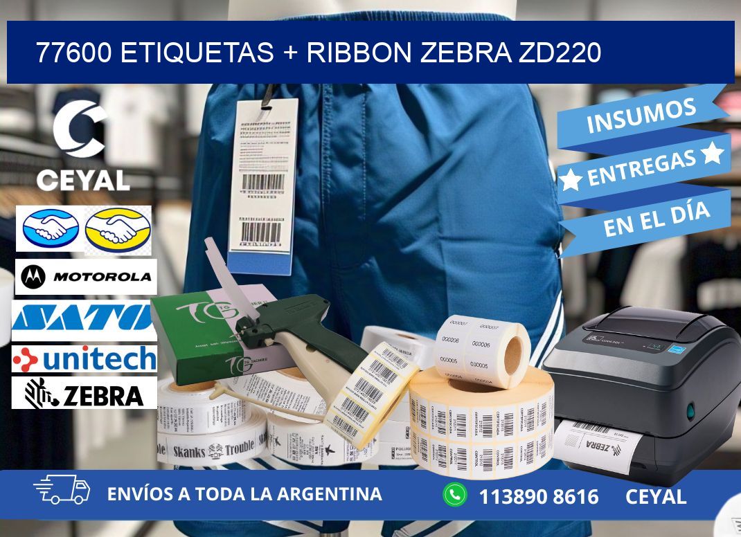 77600 etiquetas + ribbon zebra zd220