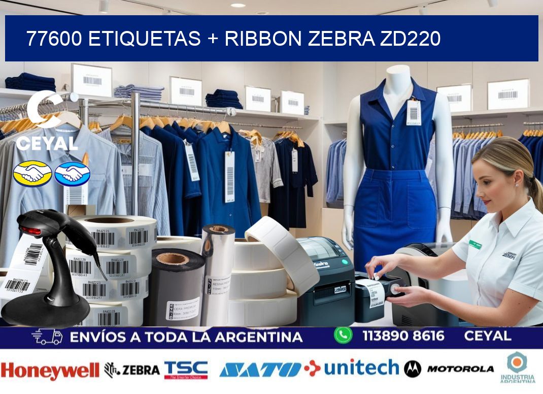 77600 etiquetas + ribbon zebra zd220