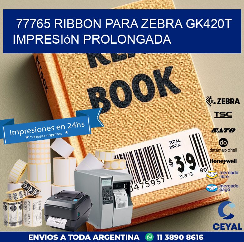 77765 ribbon para zebra gk420t impresión prolongada