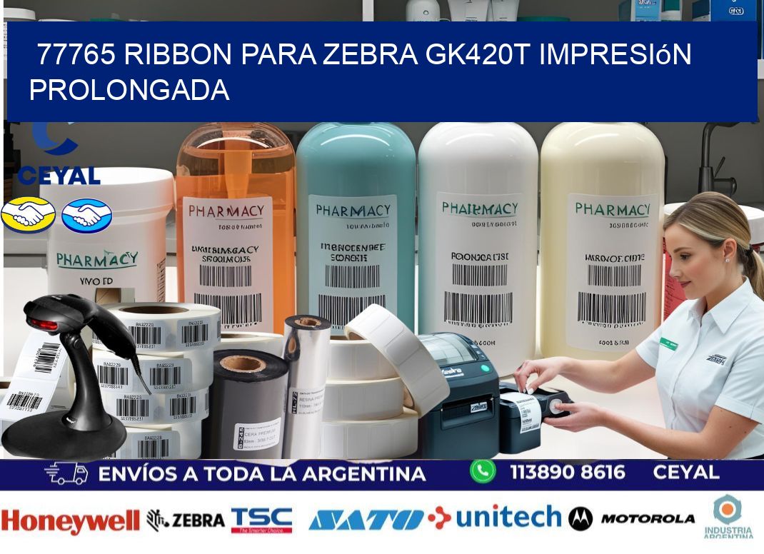 77765 ribbon para zebra gk420t impresión prolongada