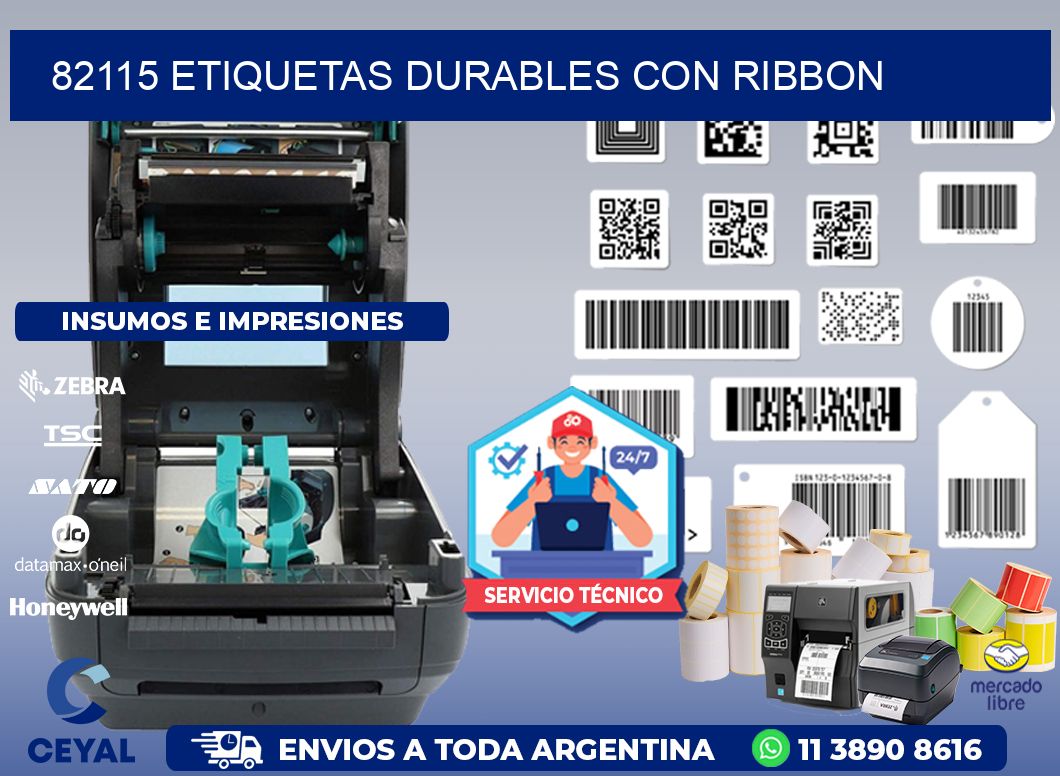 82115 etiquetas durables con ribbon