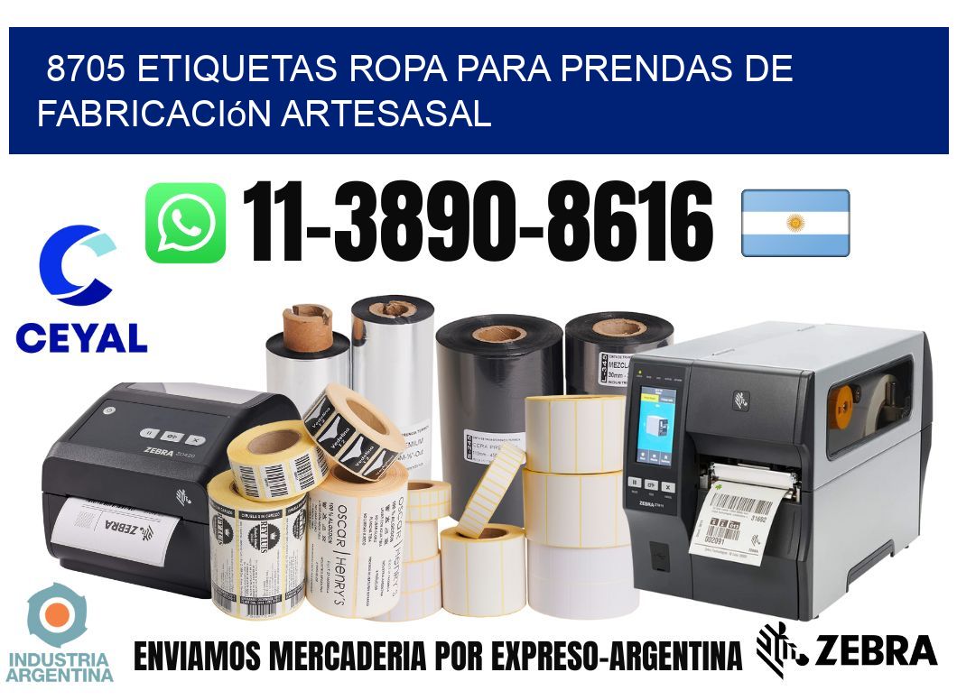 8705 Etiquetas ropa para prendas de fabricación artesasal