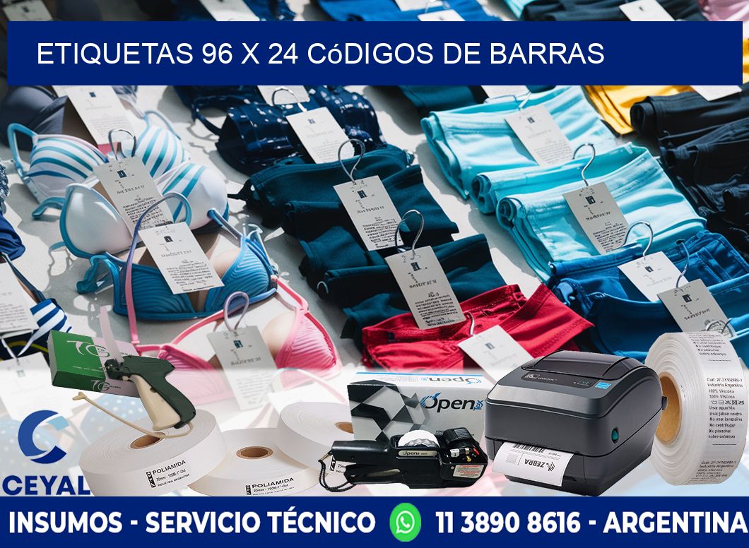 etiquetas 96 x 24 códigos de barras
