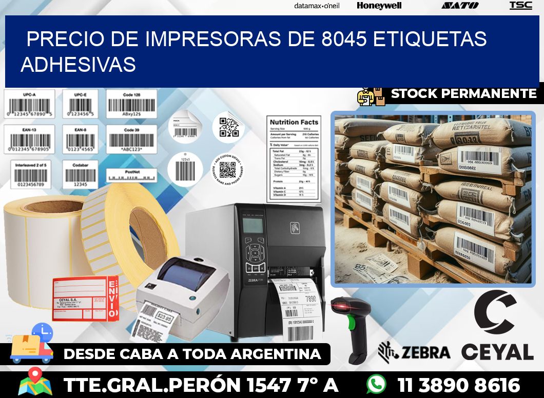 precio de impresoras de 8045 etiquetas adhesivas
