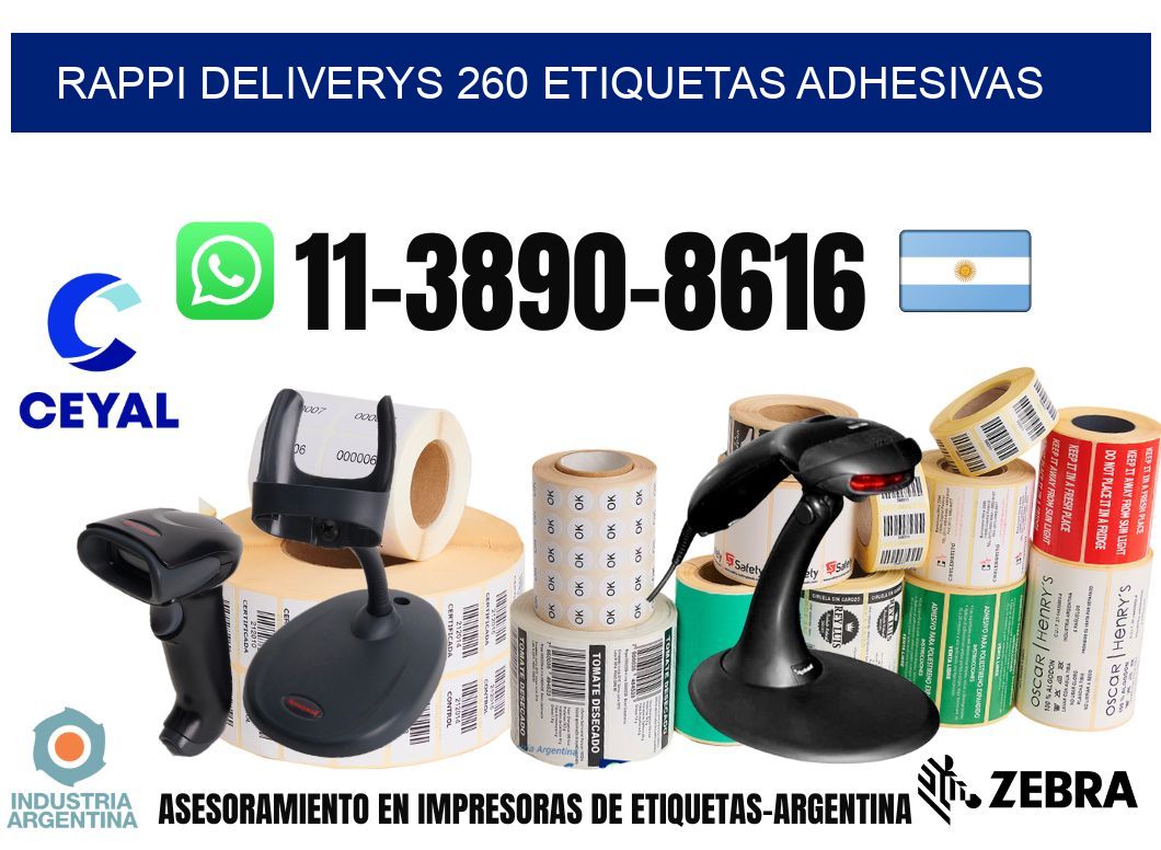 rappi deliverys 260 etiquetas adhesivas