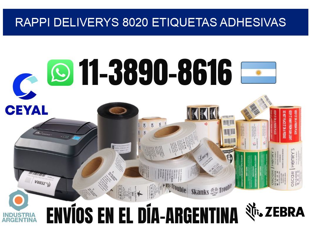 rappi deliverys 8020 etiquetas adhesivas