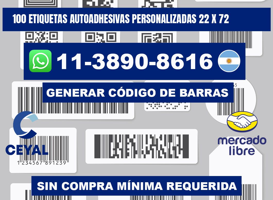 100 Etiquetas autoadhesivas personalizadas 22 x 72