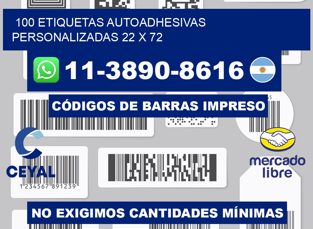 100 Etiquetas autoadhesivas personalizadas 22 x 72
