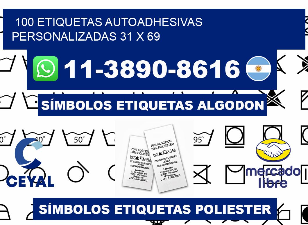 100 Etiquetas autoadhesivas personalizadas 31 x 69
