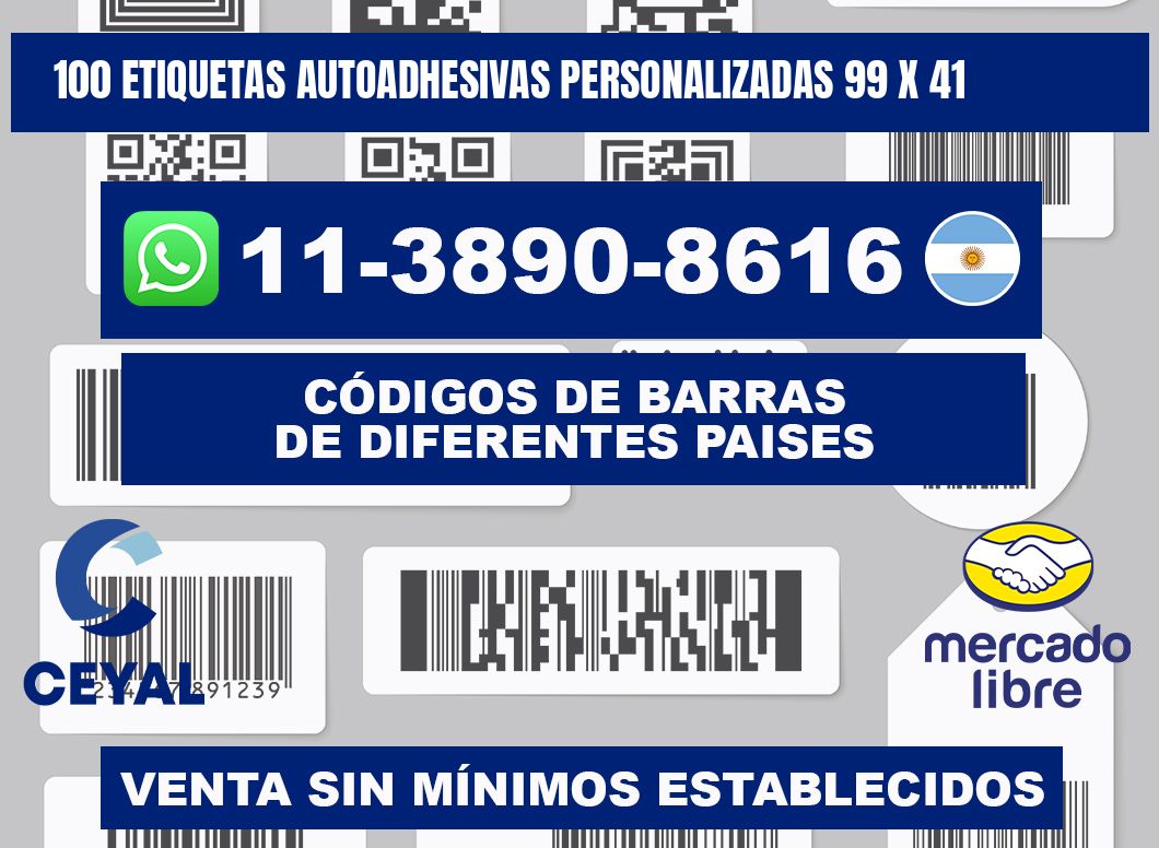 100 Etiquetas autoadhesivas personalizadas 99 x 41