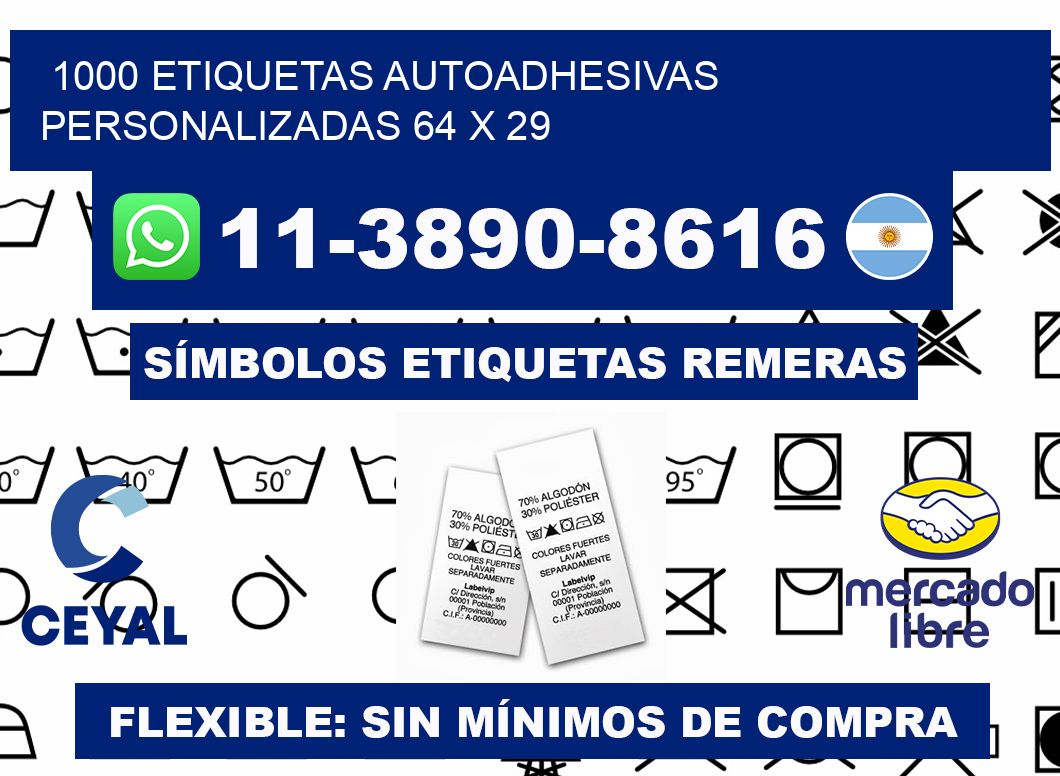 1000 Etiquetas autoadhesivas personalizadas 64 x 29
