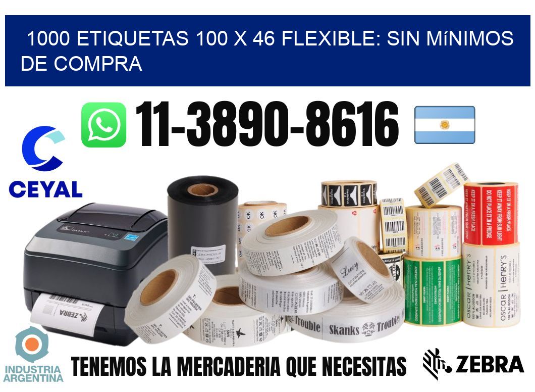 1000 etiquetas 100 x 46 Flexible: sin mínimos de compra