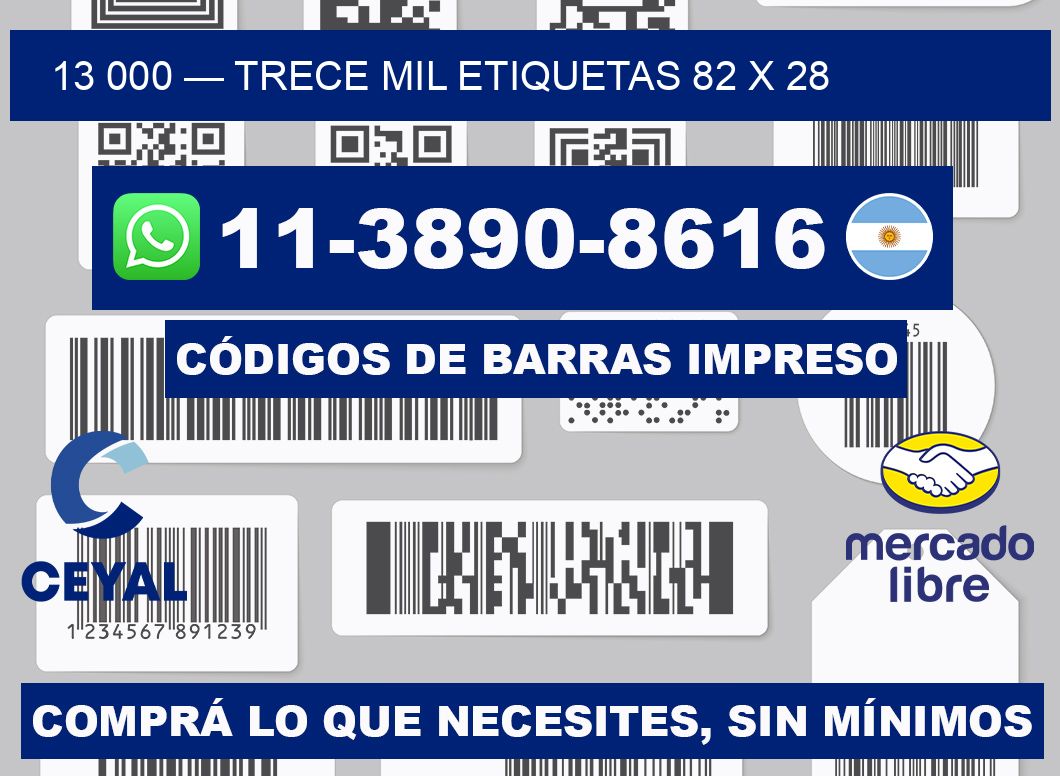 13 000 — trece mil etiquetas 82 x 28