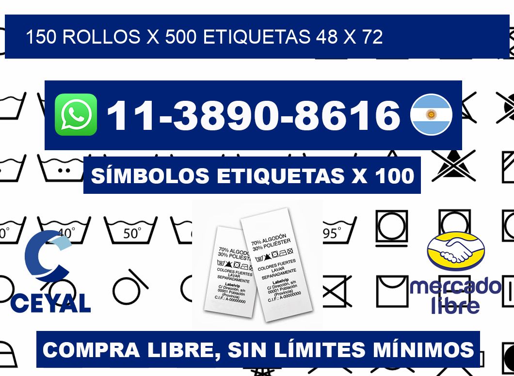 150 rollos x 500 etiquetas 48 x 72