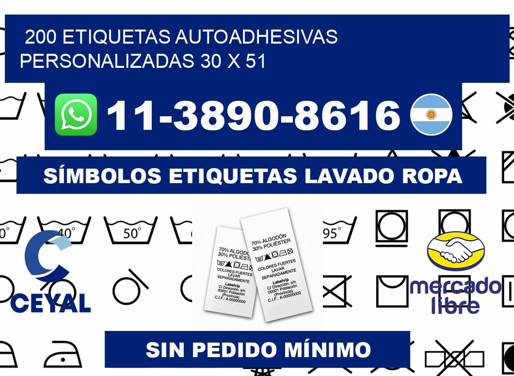 200 Etiquetas autoadhesivas personalizadas 30 x 51