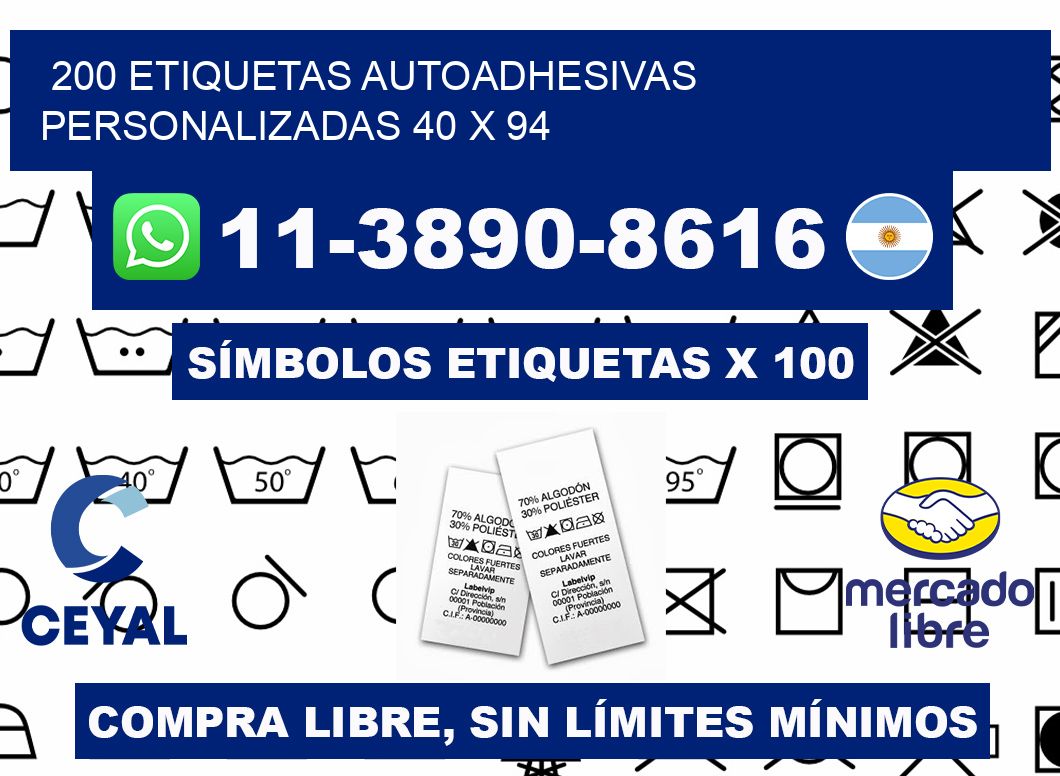 200 Etiquetas autoadhesivas personalizadas 40 x 94