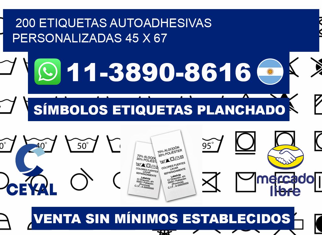 200 Etiquetas autoadhesivas personalizadas 45 x 67