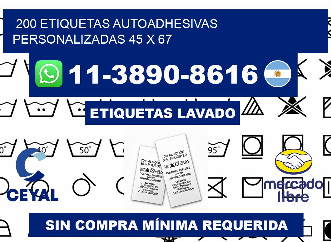 200 Etiquetas autoadhesivas personalizadas 45 x 67