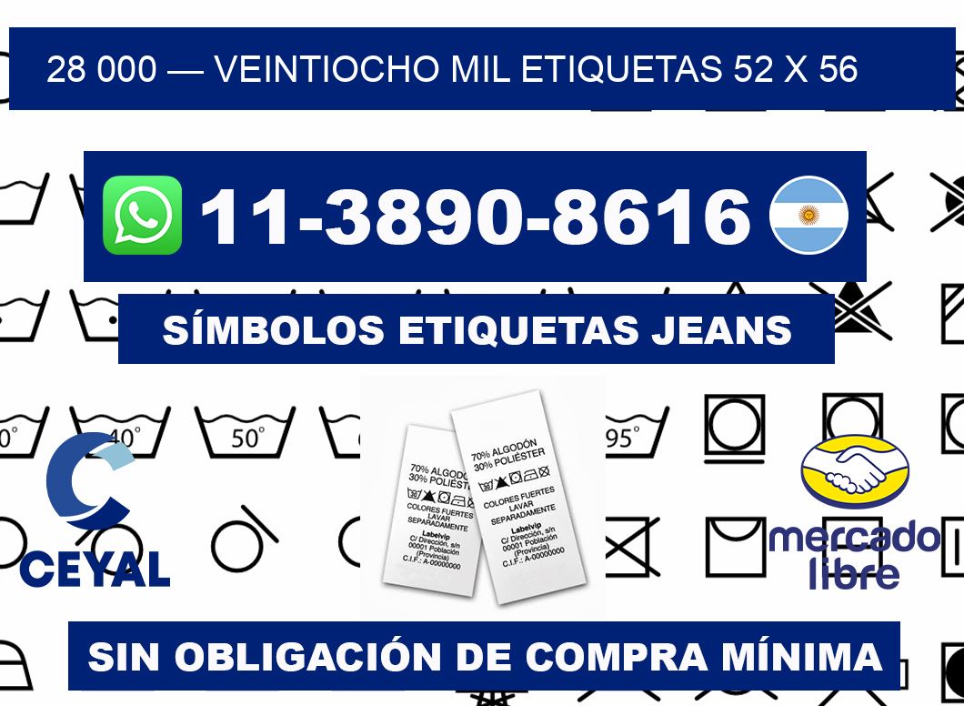 28 000 — veintiocho mil etiquetas 52 x 56