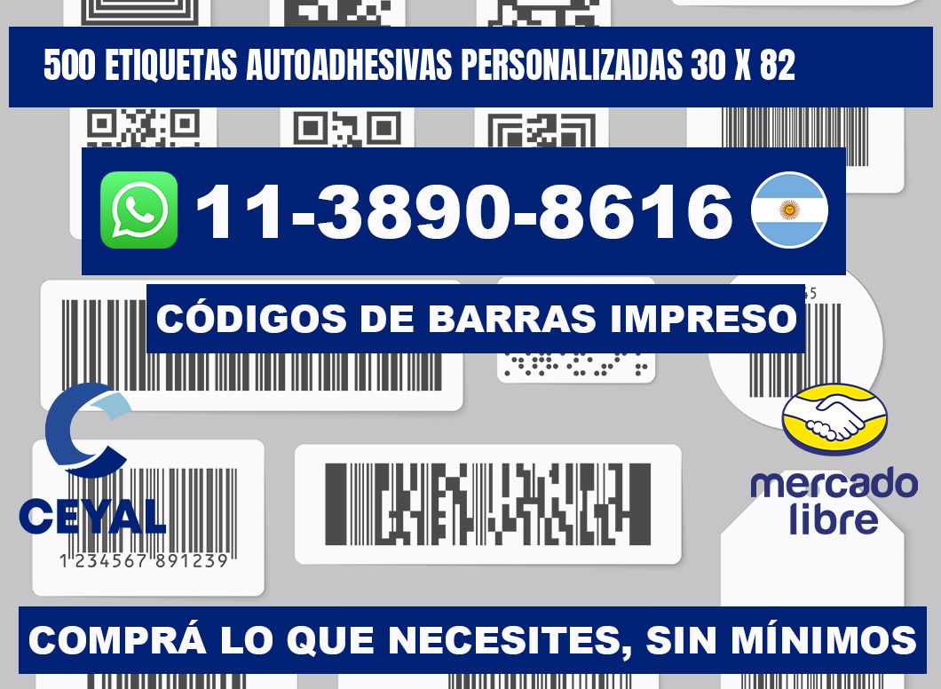 500 Etiquetas autoadhesivas personalizadas 30 x 82