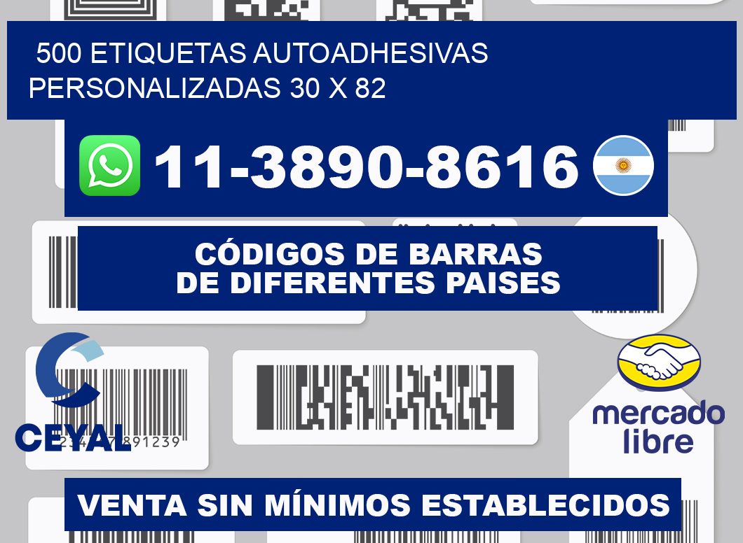 500 Etiquetas autoadhesivas personalizadas 30 x 82