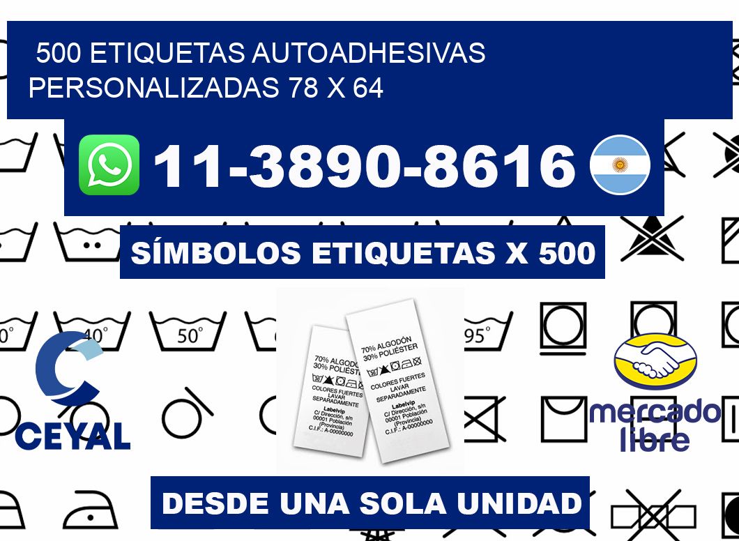 500 Etiquetas autoadhesivas personalizadas 78 x 64