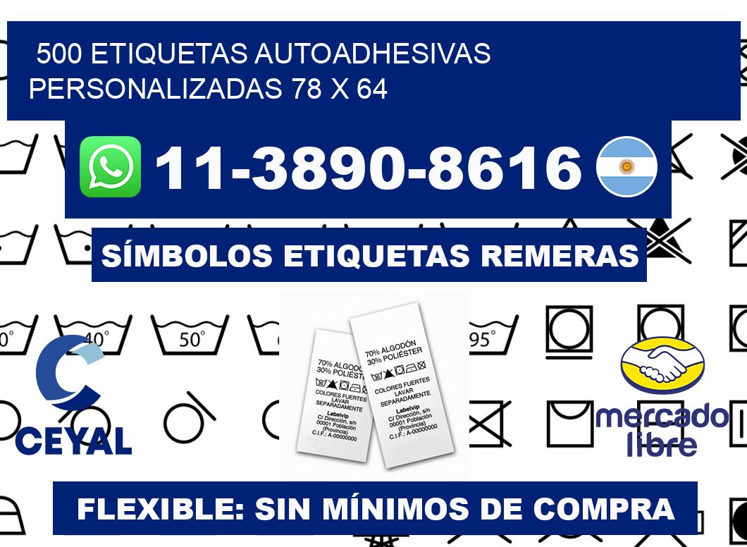 500 Etiquetas autoadhesivas personalizadas 78 x 64