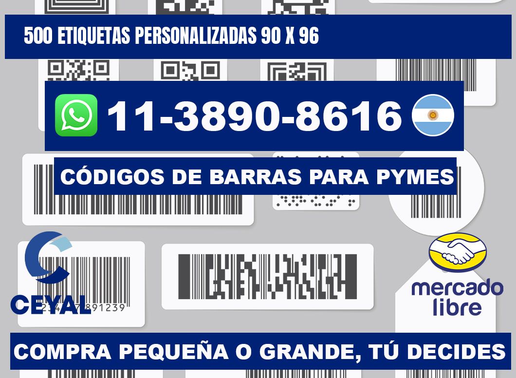 500 etiquetas personalizadas 90 x 96