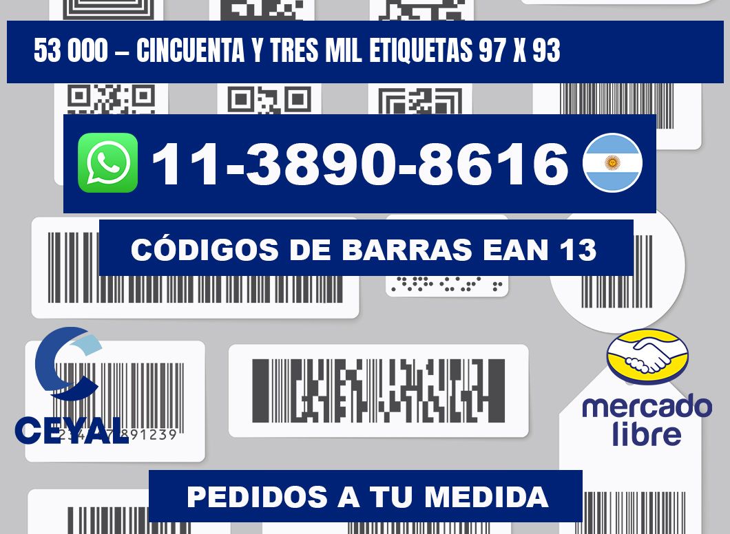 53 000 — cincuenta y tres mil etiquetas 97 x 93