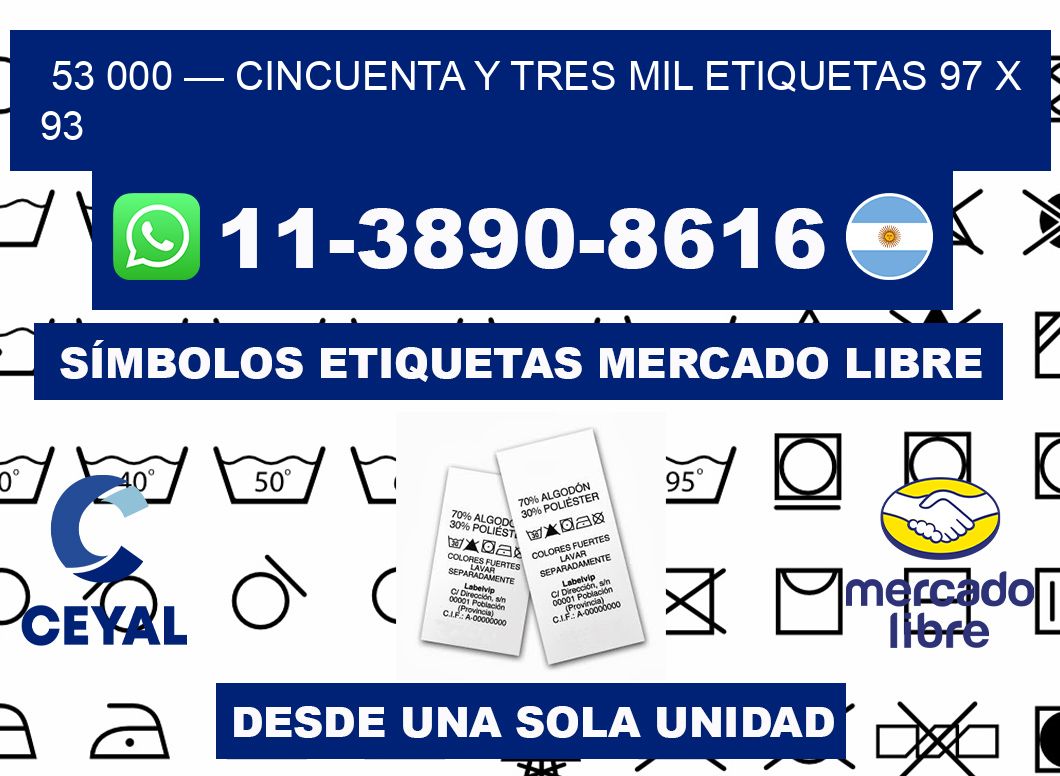 53 000 — cincuenta y tres mil etiquetas 97 x 93