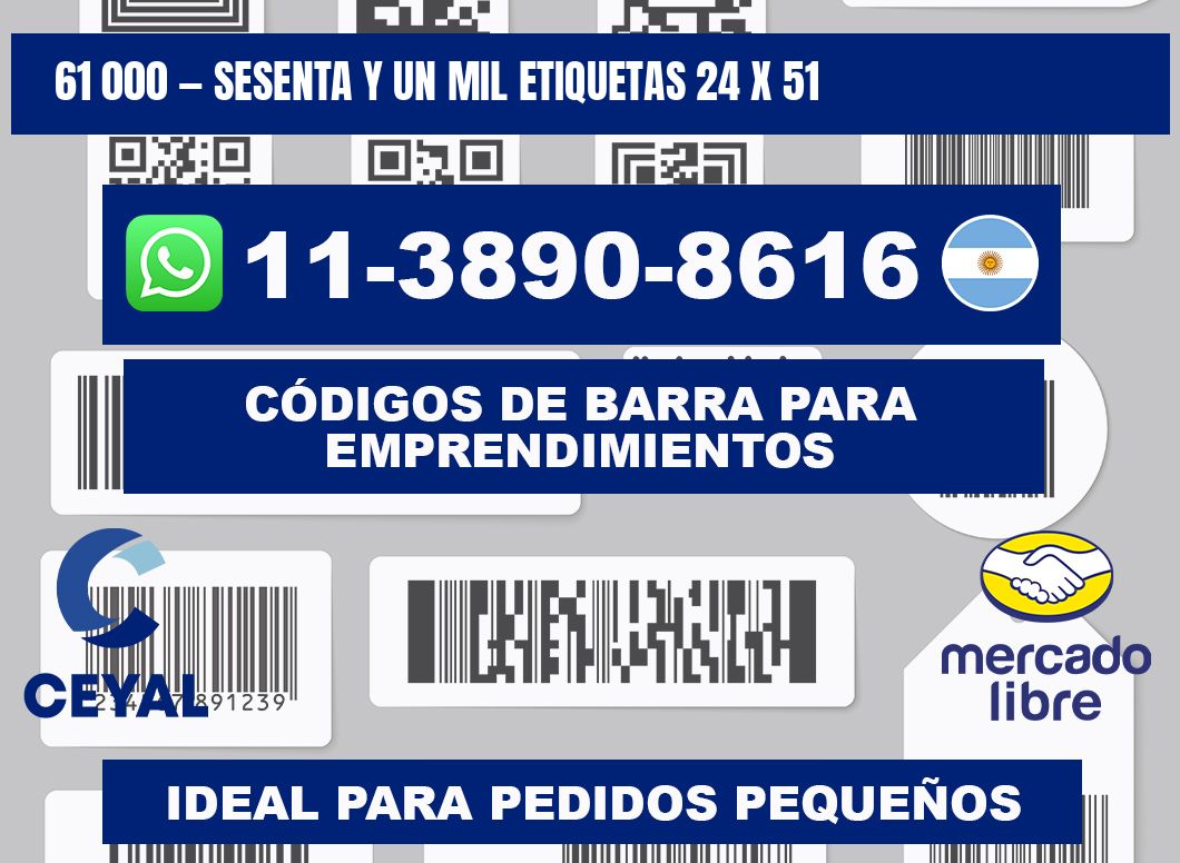 61 000 — sesenta y un mil etiquetas 24 x 51