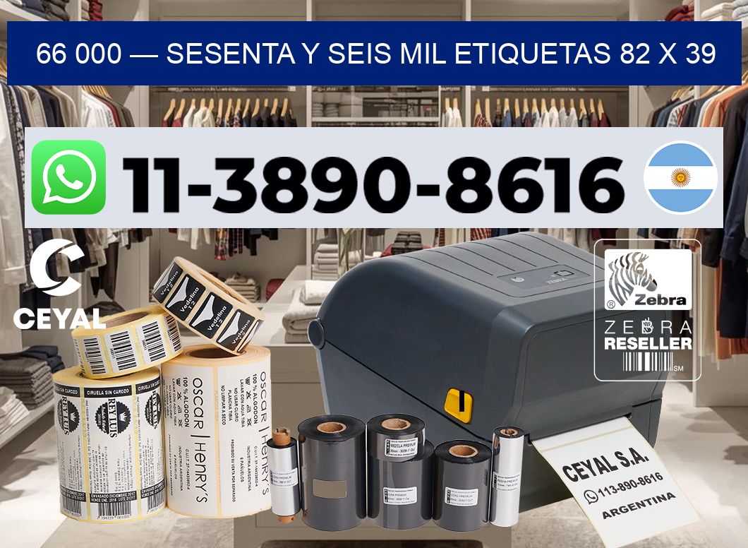 66 000 — sesenta y seis mil etiquetas 82 x 39
