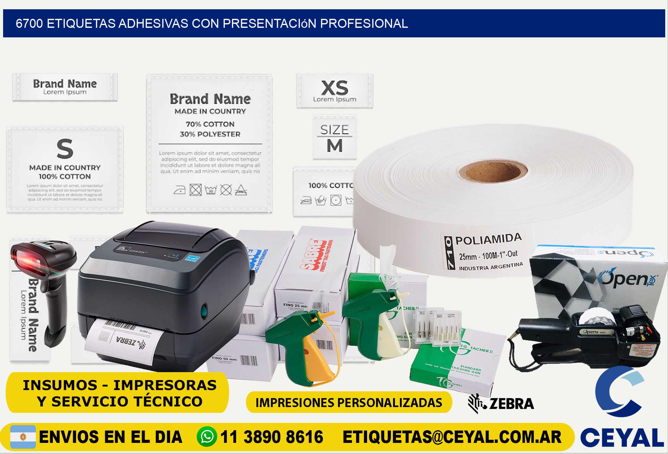 6700 Etiquetas adhesivas con presentación profesional