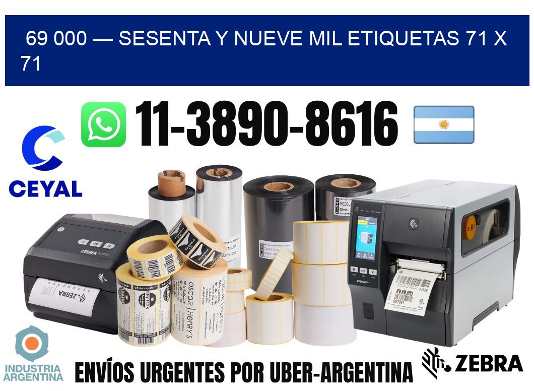 69 000 — sesenta y nueve mil etiquetas 71 x 71