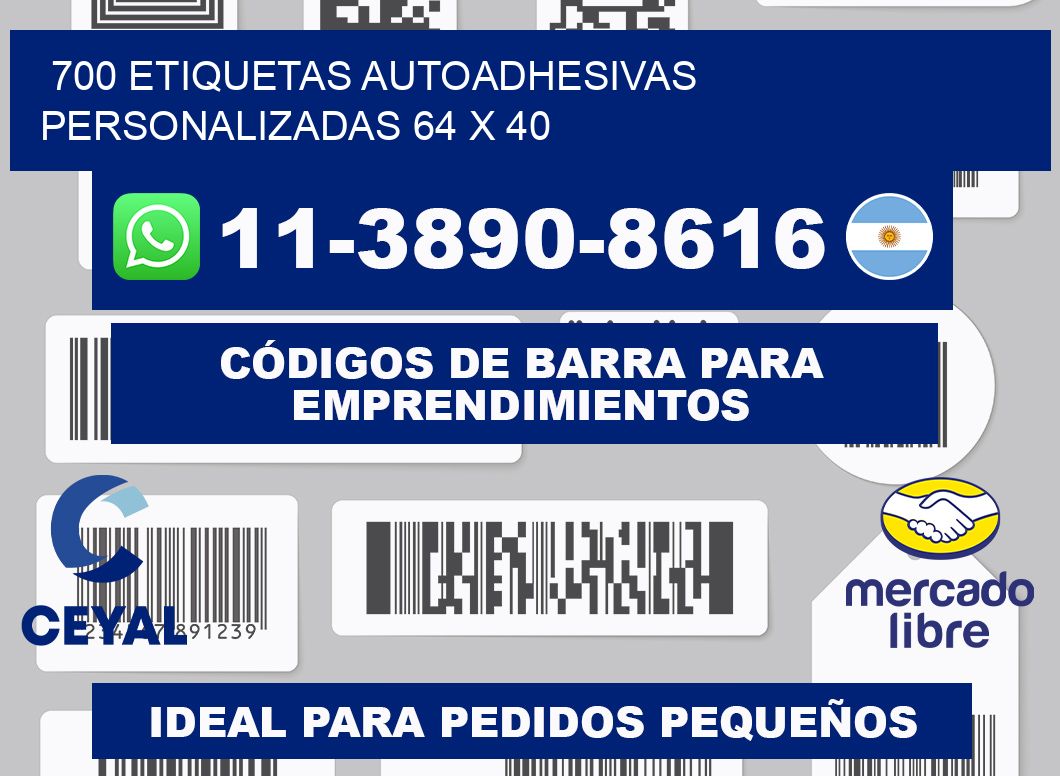 700 Etiquetas autoadhesivas personalizadas 64 x 40
